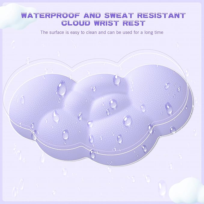 ATTACK SHARK 4 in1 Cloud Mouse Pad,Keyboard Wrist Rest,Mouse Wrist Rest Support,and Leather Coaster Set with Office Desk Mat,Non-Slip PU Desk Pad Memory Foam Ergonomic Pain Relief for Office and Home