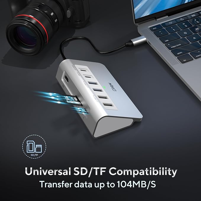 intpw USB C Hub, P9 USB C Hub Multiport Adapter with 4K@60Hz HDMI, PD 100W, Type-C & 2 USB A 3.0 5Gbps, 2 USB A 2.0, SD/TF Card Reader, Aluminum USB Hub for Laptop, iPhone 17 Series, MacBook, iPad