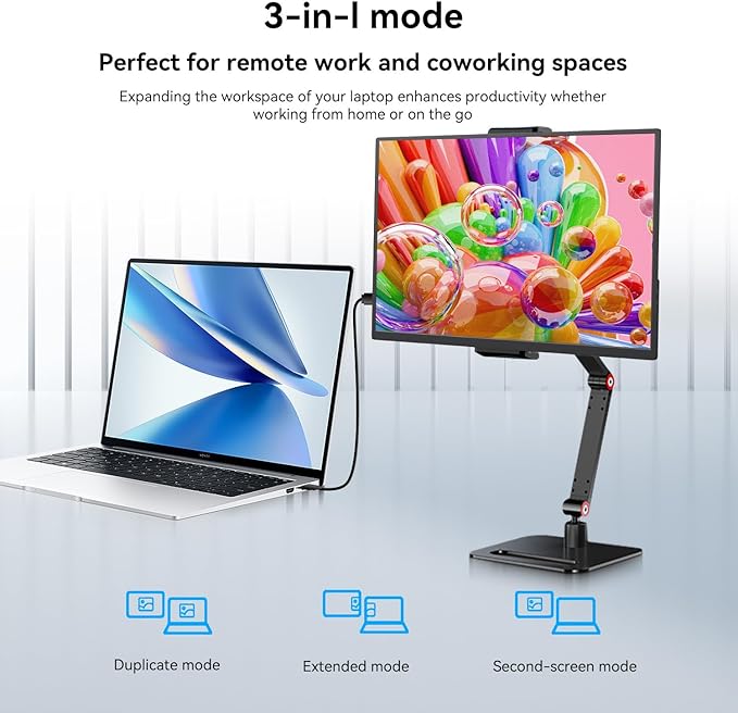 Touchscreen Portable Monitor, 14 Inch 1200P Ultra-Slim Lightweight Bezel Less HDR FHD IPS Touchscreen Display, Travel Monitor with Stand and Speakers, HDMI USB-C External Screen for Laptops and PC