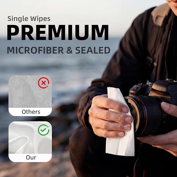 llano 7-in-1 Camera Lens Cleaning Kit with Cleaning Solution 60ml, Swab, Pen, Air Blower, Nano-Fiber Cloth, Wipes, Multifunctional Cleaning Kit for Computer PC MacBook iPhone Camera