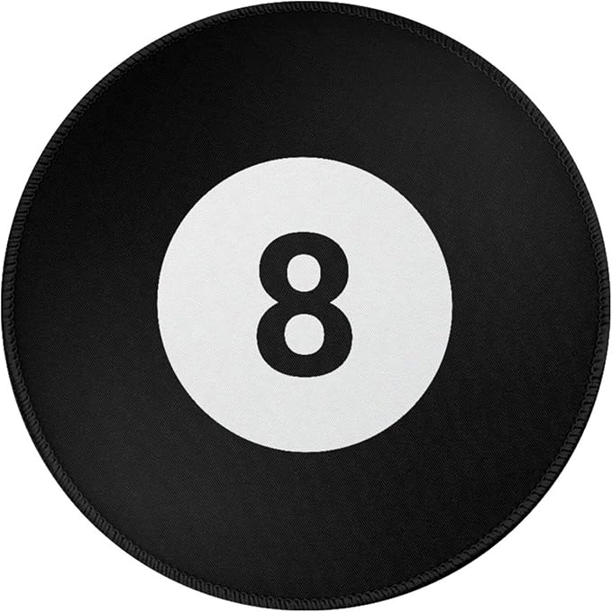 8 Ball Round Mouse Pad Premium Textured Mouse Mat Washable Mousepads with Extended Stitched Edges Non Slip Rubber Base Small Mousepad 7.9 X 7.9 X 0.12 Inches