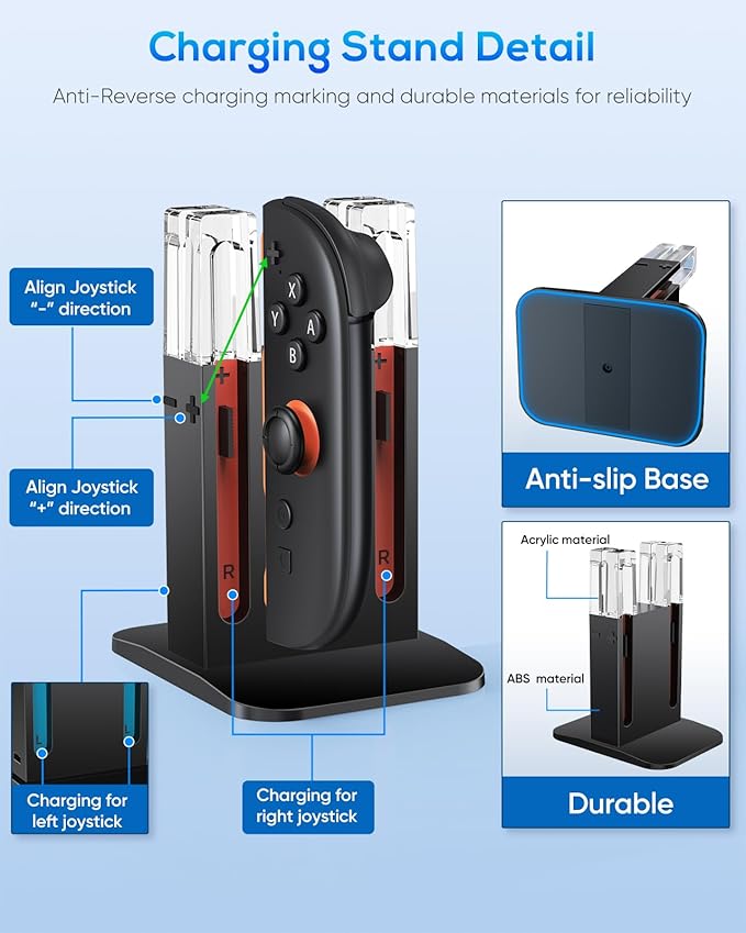 Charging Dock for Joycon 2 Controller, Charger Dock Station for Nintendo Switch 2 Accessories Kits with a USB Type-C Charging Cord (Black, 7.9 inch Switch 2)
