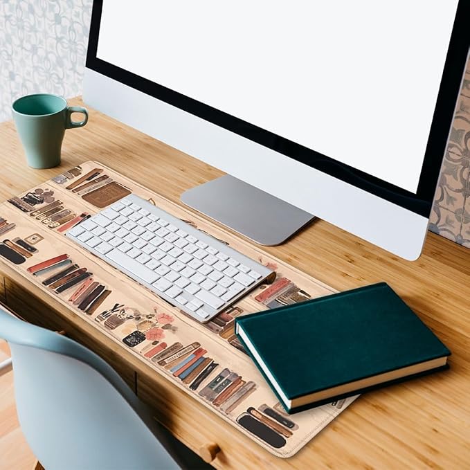 Bookshelf Gaming Mouse Pad Vintage Library Aesthetic Mouse Pad Large Mousepad Extended Laptop Keyboard Mat Gaming Desk Pad Mouse Mat Office Computer Keyboard Laptop 31.5"x11.8"