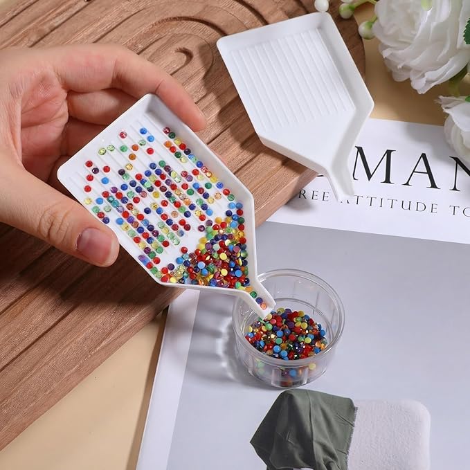 Macuezu Diamond Art Trays, 6 Pcs White Bead Sorting, Plastic Bead Organizer for Rhinestone, Diamond Art Tools and Accessories for DIY Crafts