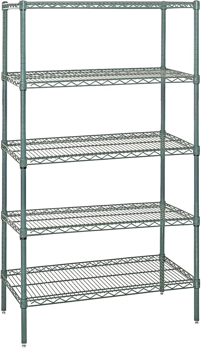 Quantum Storage Systems WR63-1872P-5 Starter Kit Wire Shelves Green Epoxy 5 Shelves 63" H x 72" W x 18" D