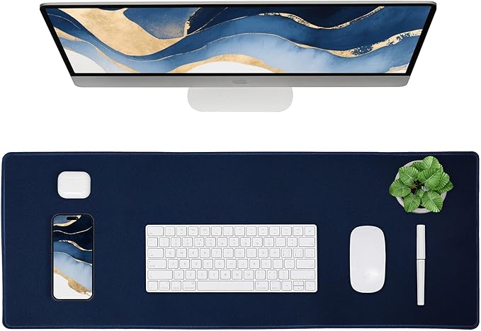 ALOANES Waterproof Mouse Pad with Durable Stitched Edge, XL Gaming Keyboard Pad, Non-Slip Rubber Base Mouse Mat, Extended Desk pad for Gamer, Office & Home, Dark Blue Mousepad 31.5"x 11.8"x 0.12"