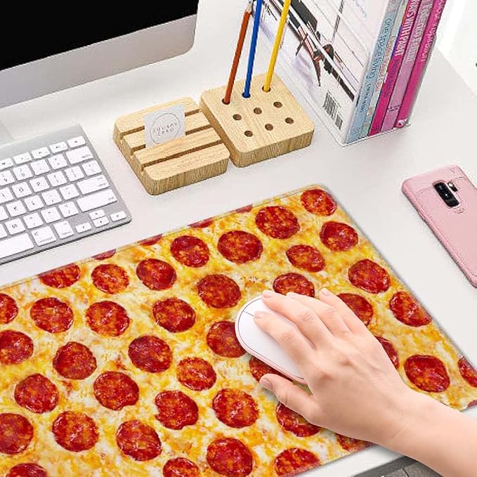 Large Desk Mat, Gaming XL Mouse Pad - 31.5 x 11.8 Inch, Extended Long Thin Desk Mat for Desktop, Pepperoni Pizza