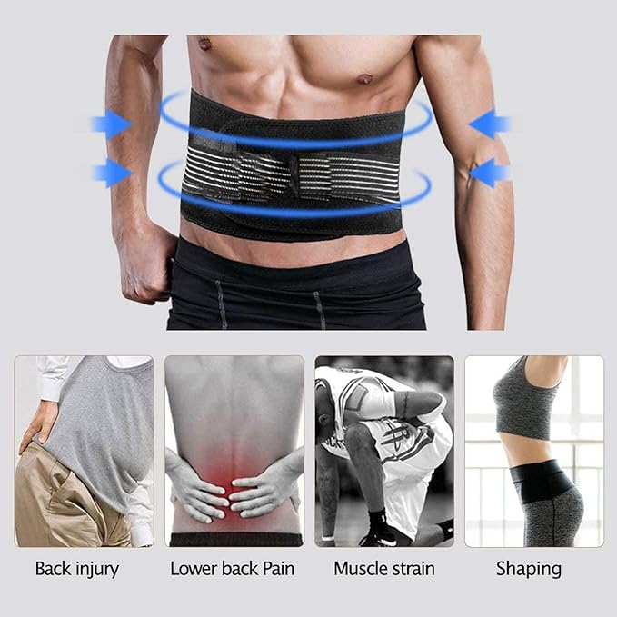 Deluxe Neoprene Double Pull Lumbar Lower Back Support Brace Exercise Belt Waist Trainer Belt