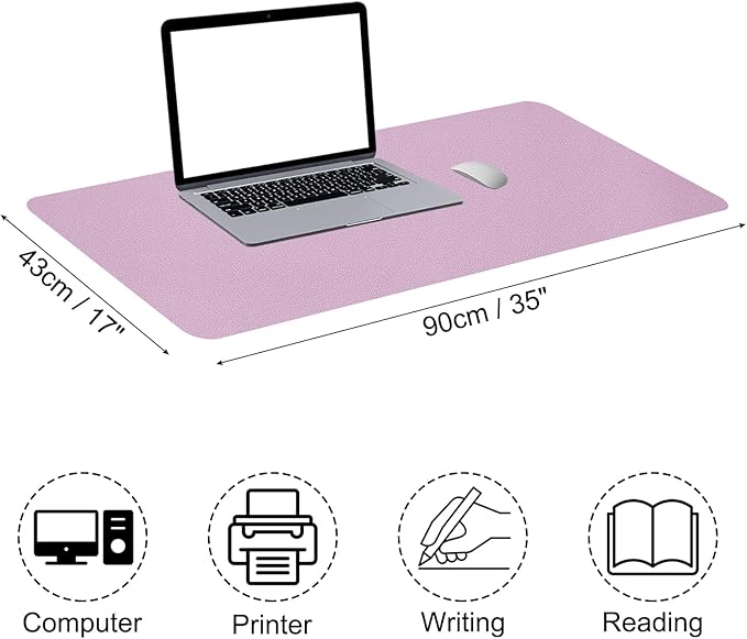 PATIKIL Desk Mat, 35x17, Non-Slip Waterproof PU Leather Desk Pad, Dual Sided for Office, Home, Study, Purple
