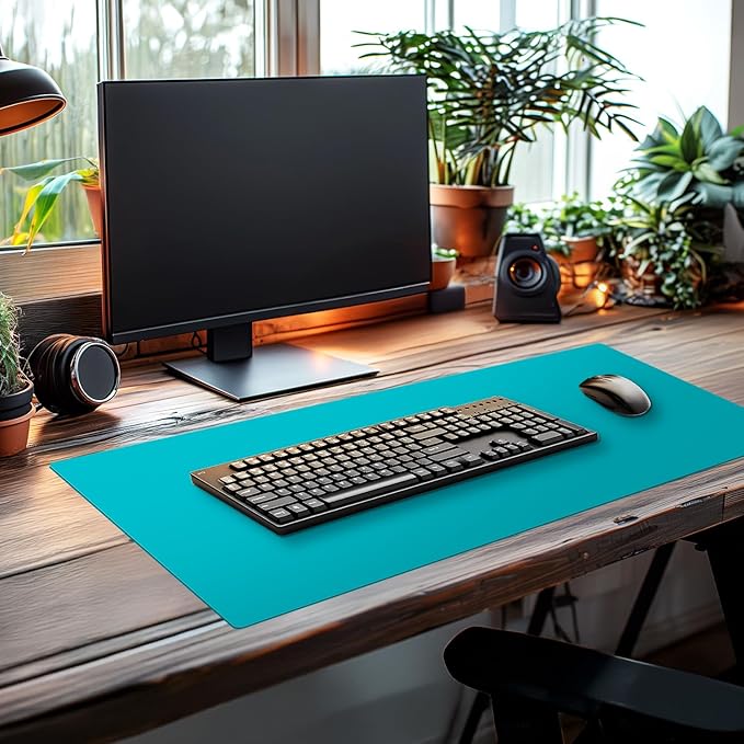 CounterArt Large Teal Waterproof Desk Protector 32” x 16” Made in The USA Desk Mat Office Mat Large Mouse Pad
