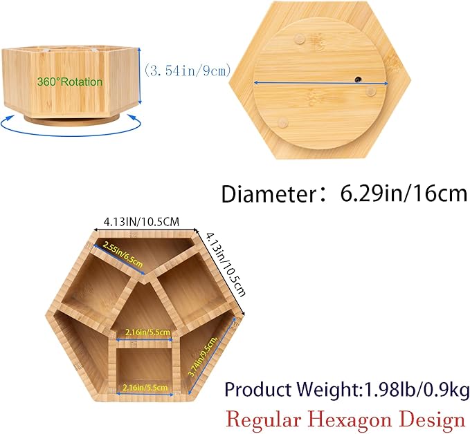 360° Rotating Bamboo Art Supply Organizer, Pen Holder Multifunctional Office Accessory Storage, Desk Organizer for Colored Pencil, Crayon, Paint Brushes, Makeup Organizer
