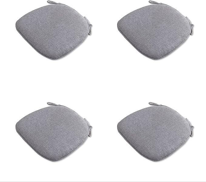 U Shaped Chair Cushion Cover with Ties for Dining Chair Pad Set of 4 Linen Thick Non Slip Seat Cushion for Kitchen Living Room Office Chair Decor Machine Washable 17"x 16" (Grey, 4)
