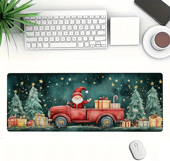 Christmas Mouse Pad Truck Candy Cane Present XL Mouse Pad Large Mousepad Extended Laptop Keyboard Mat Gaming Desk Pad Mouse Mat Great for Work-from-Home or Office Use 31.5x11.8 Inch
