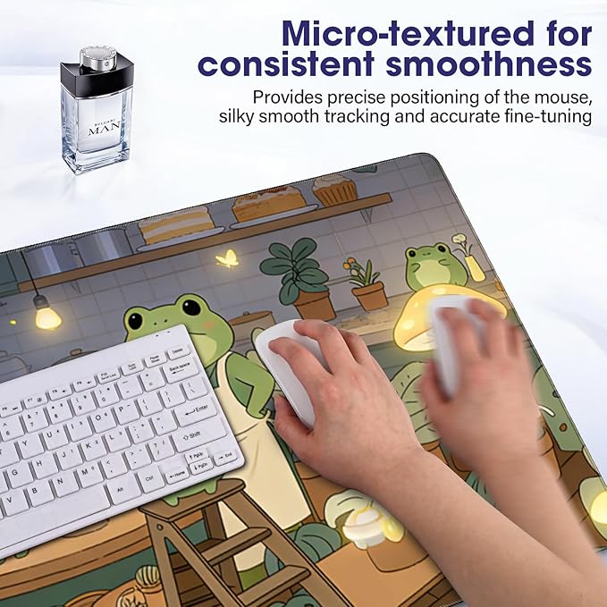 Large Extended Mouse Pad with Stitched Edges (35.4”x15.6”) - Waterproof Desk Mat, Non-Slip Rubber Base for All-Desk Coverage, Perfect for Gaming, Office, and Home