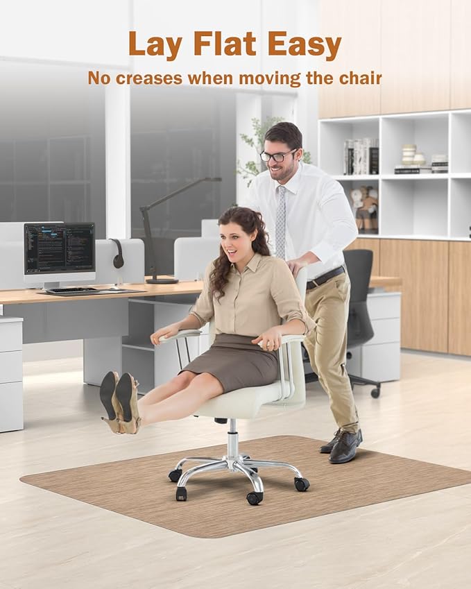 Blvornl Office Chair Mat for Hardwood Floor, 35.4"*47.2" Desk Computer Chair Mat for Hard Wood, Large Anti-Slip Hard Floor Protector Rolling Chair Mat, PVC Mat Desk Rug for Office and Home Red Brown