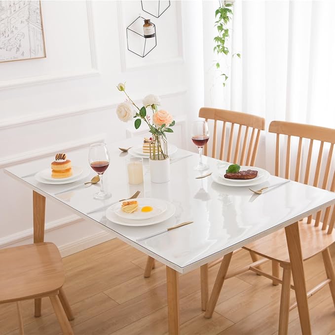 36 x 63 Inch Clear Table Cover Protector, Clear Table Protector for Dining Room Table, 1.5mm Plastic Table Cover, Waterproof Table Pad for Kitchen, Office