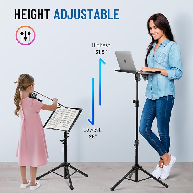CAHAYA Projector Stand Tripod Adjustable - Stable for Tablets Phones Book Height 26" to 51.5" Multifunctional Laptop DJ Rack Stand Portable for Outdoor Movies CPS0331