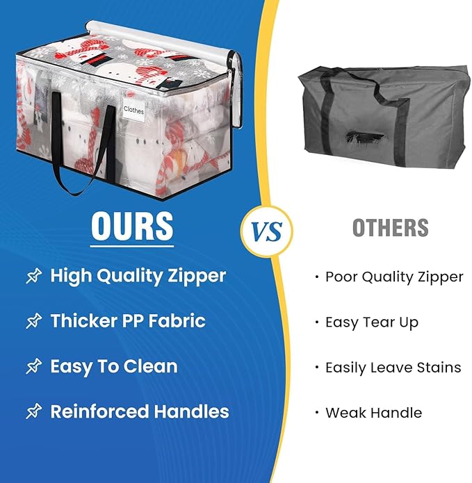 RoomHacks Clear Heavy Duty Extra Large Moving Bags, Reinforced Handle and Double Zipper Storage Bags, Packing Bags Alternative (4 Packs)