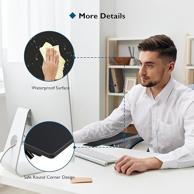 BONTEC Ergonomic Desk Extender Tray, 9.5"x9.1" Table Mount Arm Wrist Rest Shelf, 90° Foldable Elbow Support, Clamp on Computer Arm Rest for Desk, Office & Home Use, Durable & Easy to Install