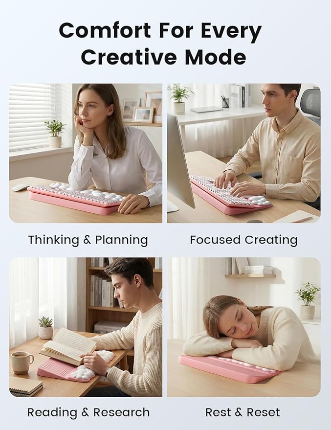Vaydeer Wrist Rest and Keyboard Stand, Computer Wrist Support Pad Soft Memory Foam, Ergonomic Cloud Keyboard Riser Holder Lifter Tilted Wrist Cushion for Desk, Palm Hand Typing for Office Home Gaming