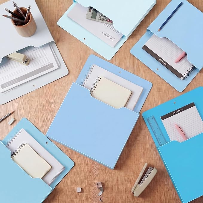 Fuutreo 6 Pcs Magnetic Wall File Organizer Magnetic Wall File Holder Refrigerator Magazine Holder for Mail Letters Paper(Ocean Color,Vertical-large)