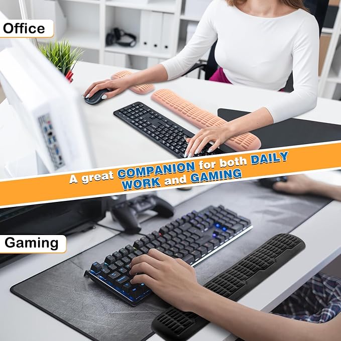 UnivoColors Compact-Sized Keyboard & Mouse Wrist Rest Set-Ergonomic 3.0 Upgrade with Wave Curve Support,Non-Slip Base,Perfect for Work & Gaming(Lavender)