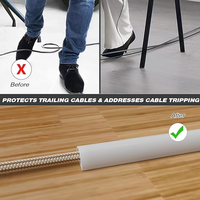 78" Silicone Cord Hider for Wall Mount TV,Self-Adhesive Cable Hider for 1 Cord(1/4" Diameter),Cable Management Under Desk,Cord Organizer,Cable Raceway Home & Office Trim,Cord Concealer Channel,White
