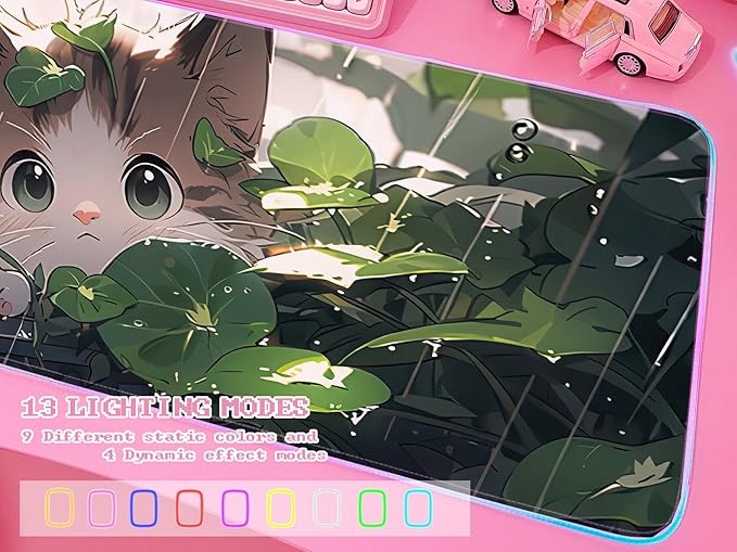 JMIYAV Pink RGB Gaming Mouse Pad 31.5x12 Inch PC XL Large Extended Glowing Led Light Up Desk Pad Non-Slip Rubber Base Computer Cute Mousepad Mat Desk Accessories Gaming Setup 27-888