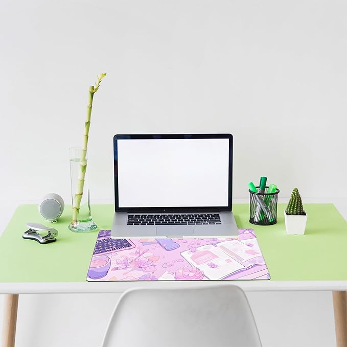 Large Mouse Pad Anime Purple Table Decorate Gaming Mousepad Desk Pad Mat for Keyboard and Mouse, Large Non-Slip Rubber Base Mousepad Desk Mat with Stitched Edges for Gaming Office, 31.5 x 15.8 in