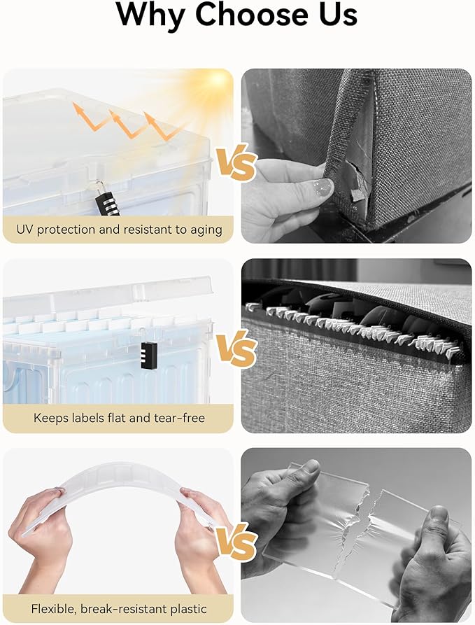 Oterri Plastic File Box with Lid for Letter Size Hanging File Folders, Hanging File Folder Box for Home, Office, School, File Cabinet, Assembly File Organizer, Clear，Large-2 Pack Without Folders