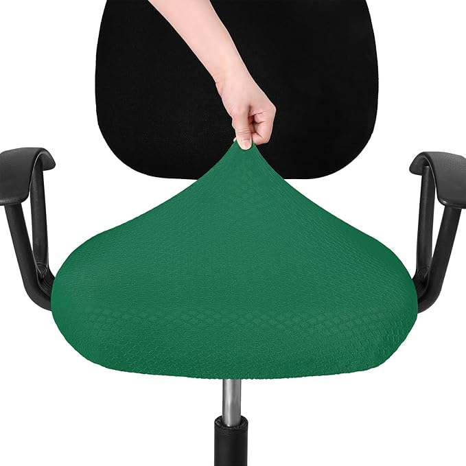 Smiry Stretch Jacquard Office Computer Chair Seat Covers, Removable Washable Anti-dust Desk Chair Seat Cushion Protectors - Chritsmas Green
