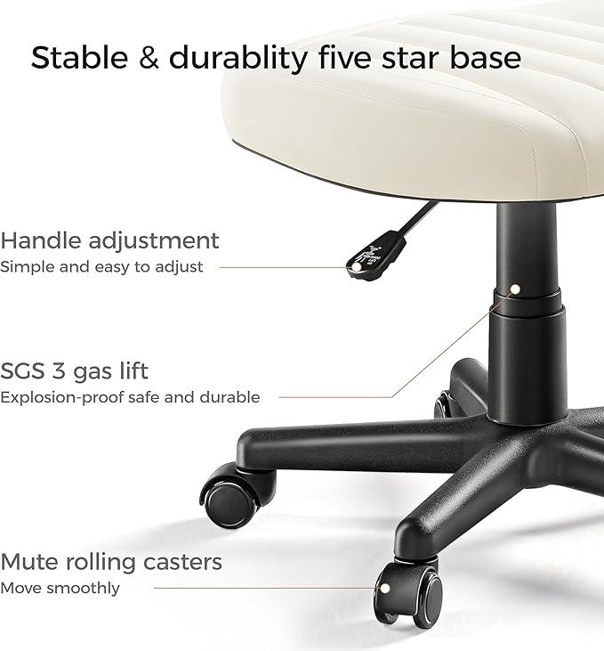 EUREKA ERGONOMIC Multi-Use Foot Stool, Height Adjustable Footrest Stool with Wheels, 360°Swivel Leg Rest Rolling Chair, Rest Ottoman Under Desk for Home Office,Beige