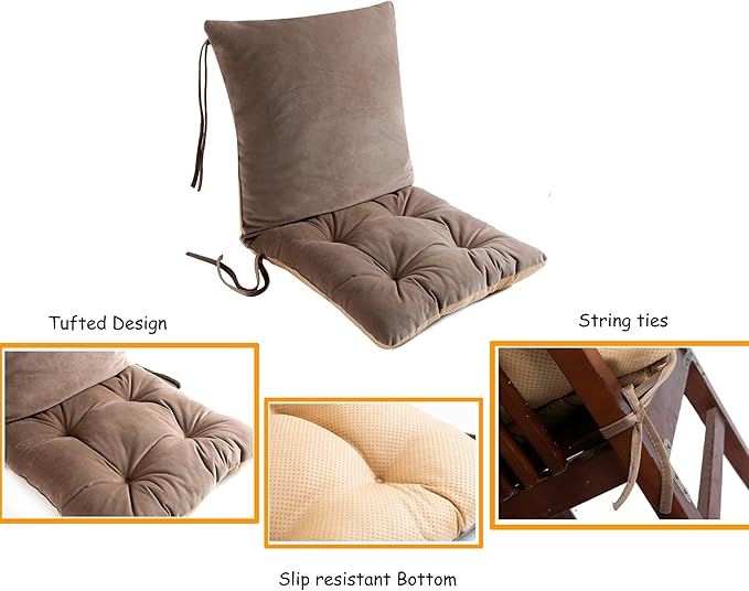 Office/Dining Kitchen Chair Soft Nonslip Lumbar Support Pillow Low Back Pain Relief Backrest with Adjustable Straps and Ties,Tufted Seat Cushion for Recliner,Wood/Rocking Chair.