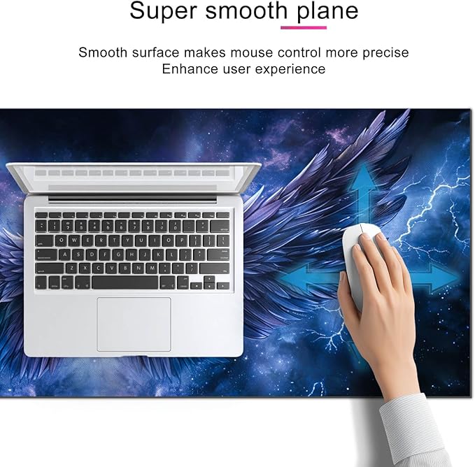 HOMETITUTE Mouse Pad Blue Wing Lightning XL Large Desk Mat 31.5 x 11.8 Inch Extended Gaming Mousepad Keyboard Mat Computer Desk Pad Waterproof Non Slip Office Mouse Pads for Desktop Accessories