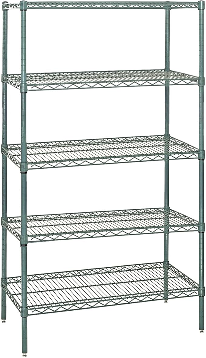 Quantum Storage Systems WR74-2148P-5 Starter Kit Wire Shelves Green Epoxy 5 Shelves 74" H x 48" W x 21" D
