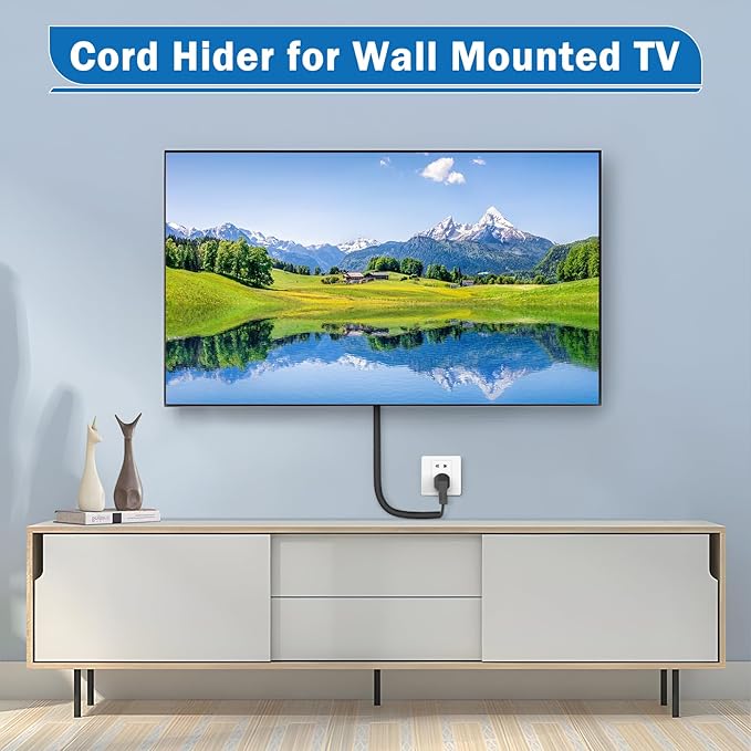 UOMTFAI Wall Cord Hider 118 Inch - Self-Adhesive Wire Cover Raceway for Walls, Flexible PVC Cable Concealer for Home and Office, W0.59 H0.39in - Black