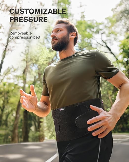 Umbilical hernia belt with pressurized strap for Men & Women, 3D Dome-Shaped Hernia Support Pad, Adjustable with Removable Pads & Extra Straps for Abdominal Pressure, Lumbar Support, Skin-Friendly& Discreet