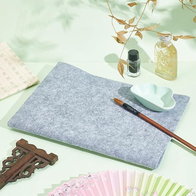 PH PandaHall 27.5 x 19.8 Inch Water Drawing Cloth, Gray Writing Felt Mat Chinese Calligraphy Mat Reusable Water Paper Felt Desk Pad for Painting Chinese Calligraphy Practicing Beginners