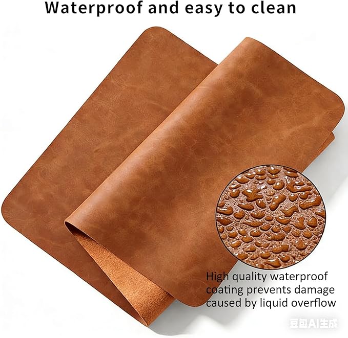 Distressed Leather Desk Mat - Non-Slip PU Leather Desk Pad Protector - Large Waterproof Mouse Pad Computer Keyboard Desk Mat Desk Accessories for Office & Home (Brown, 36"x 17")