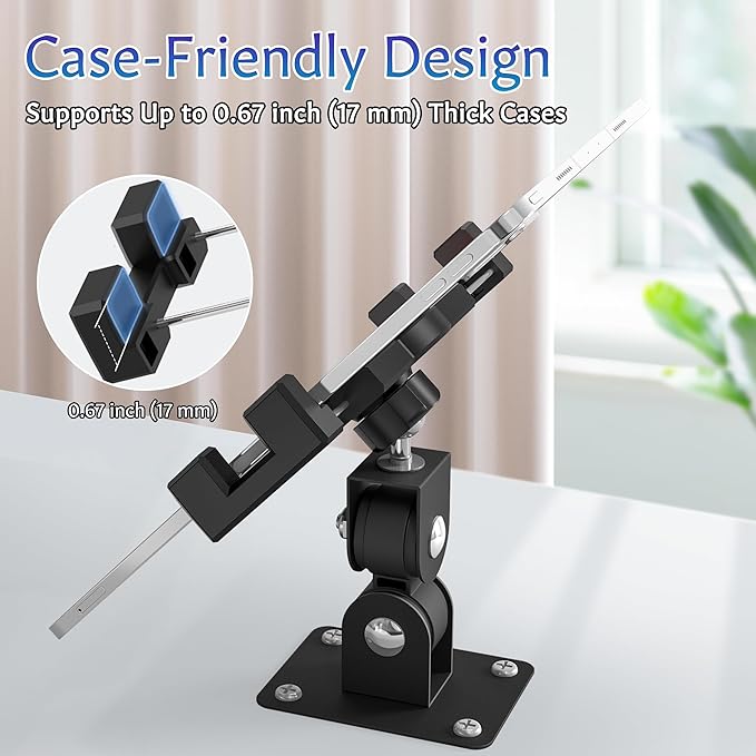 iPad Wall Mount, Tablet Wall Mount Holder - 360° Rotating Bracket, 180° Horizontal/Vertical Tilt Arm, Compatible with 4.7"-12.9" Devices Including iPad Pro, Mini, Air - Ideal for Home, Office