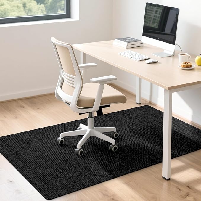 Office Chair Mat for Hardwood Floor, 55" x 35" Anti-Slip Mats for Rolling Chair, Large Computer Gaming Chair Mat, Tile Floors Protector for Office Home Gym, Slate Black