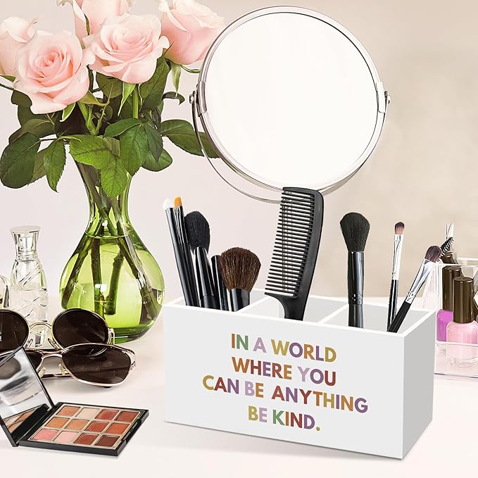 Be Kind Inspirational Pen Pencil Holder for Desk, Positive Motivational Office Desk Accessories, Boho Makeup Brush Toothbrush Holders Organizer for Office Classroom Bathroom