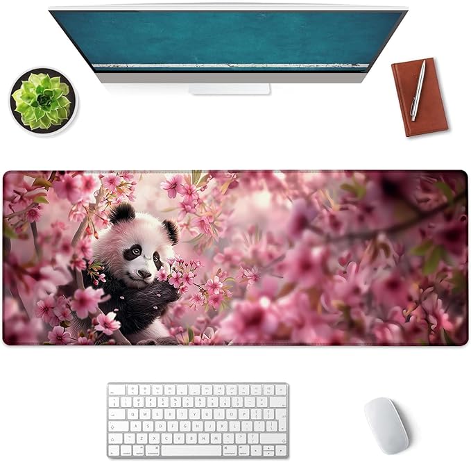 Panda Large Mouse Pad, Gaming Mouse Pad, Non-Slip Rubber Base, Office Accessories, Desk Mat, Animal MousePads for School, Work, Home Decor Gifts 31.5" x 11.8"