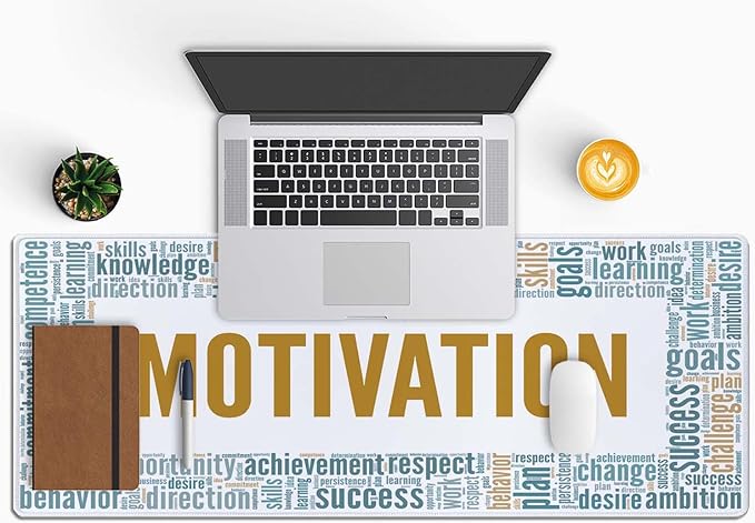 Motivation Gaming Mouse Pad XL Extended Large Desk Mat Big Mousepad Non-Slip Rubber Base Stitched Edge Long Desk Pad for Desktop PC Computer Gamer,31.5×11.8 Inch