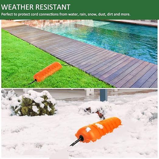 Flemoon Outdoor Extension Cord Safety Cover with Waterproof Protector Seal, Weatherproof Electrical Connection Box for Outdoor Outlets, Plugs, Sockets, Holiday Decorations, Power Tools, Orange