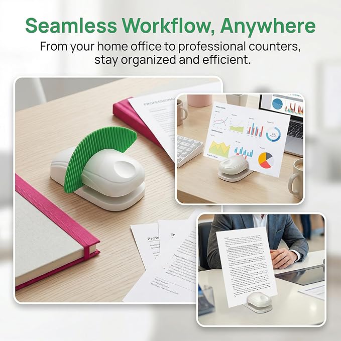 Plastic Document Holder for Typing, Portable Paper Stand with Non-Slip Base for A4 Paper, Compact Reading Clip Holder for Office Desk, Computer, Bank - Green