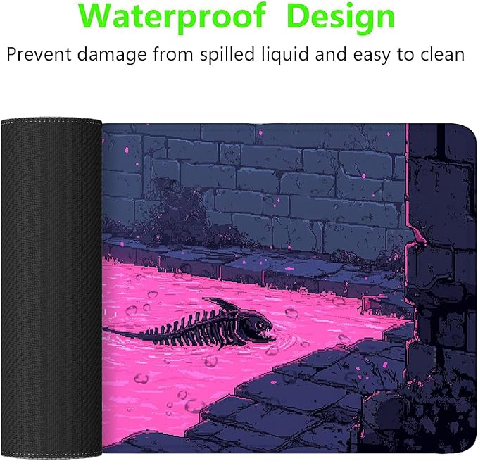 Black Cat Gaming Mouse Pad Purple Magic Castle Dungeon Fishbone Mousepad XL Large Gaming Mouse Pad Laptop Keyboard Mat Desk Pad 31.5"x11.8" Office Home Decor for Women Girl