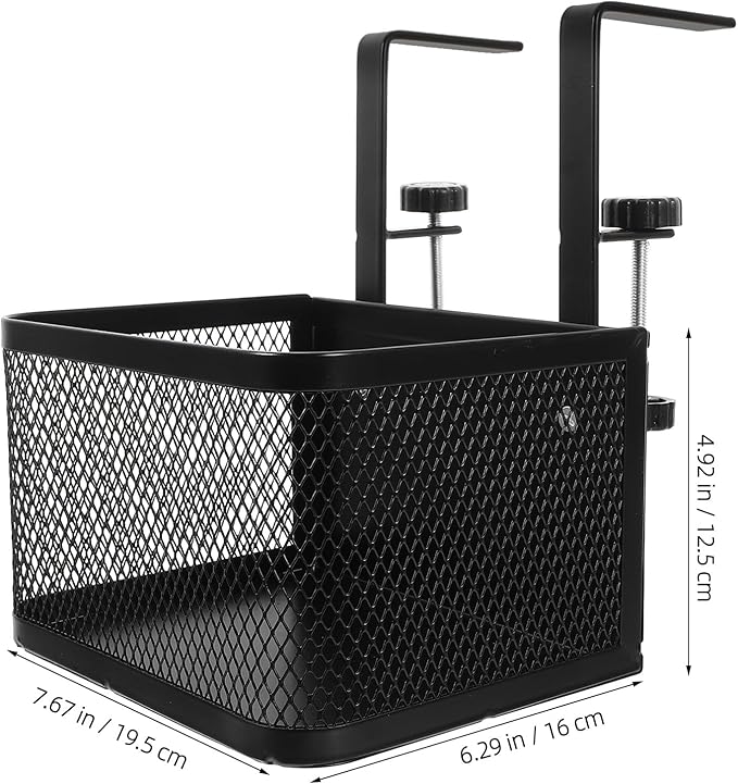STOBAZA Clamp-on Desk Drawer Organizer, under Desk Cable Management Tray for Office Workspace, Desktop Storage Basket Clamp Mount for Cord and Cable Organization