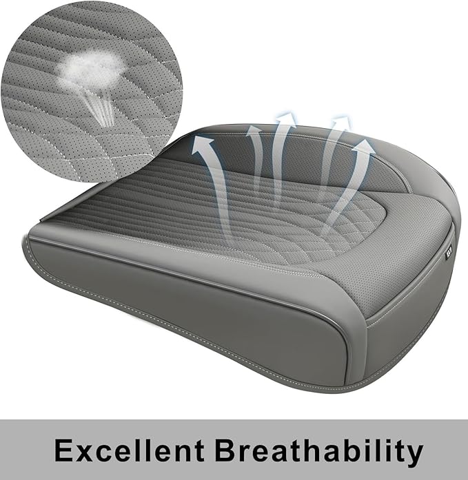 KAYI Car Seat Cover, Memory Foam Car Seat Cushion, Non-Slip Bottom Breathable Car Seat Cover, Relieve Tailbone Pain, Car Seat Protector, Suitable for 95% of Vehicles (Grey, 2 Pack)