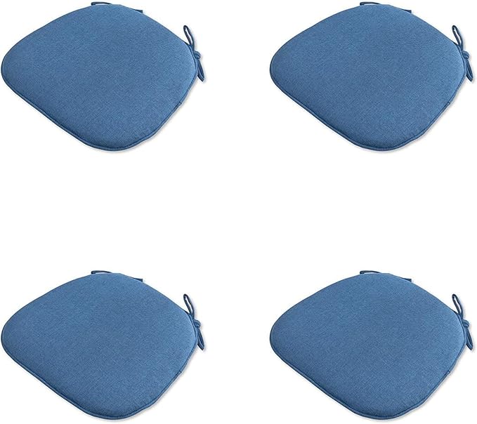 U Shaped Chair Cushion Cover with Ties for Dining Chair Pad Set of 4 Linen Thick Non Slip Seat Cushion for Kitchen Living Room Office Chair Decor Machine Washable 17"x 16" (Blue, 4)